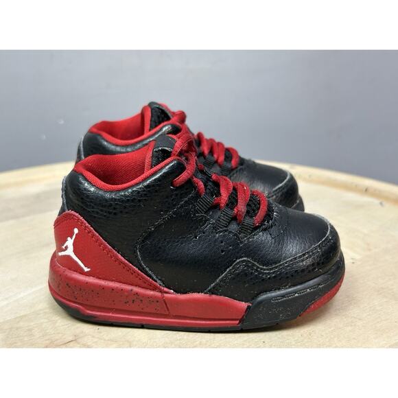 Nike Jordan Flight Origin 2 size Toddler 5C Black Red Leather Sneaker 705162-016 - Picture 3 of 9